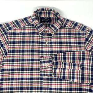 Cremieux Navy Plaid Slim Fit Cotton Long Sleeve Button Up Mens Shirt Size Medium